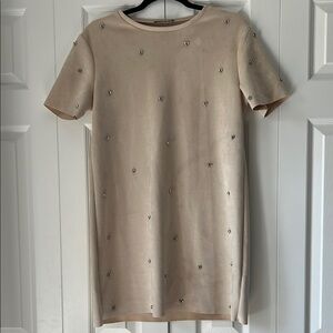 Zara Tan Sheath Mini Dress Short Sleeve
